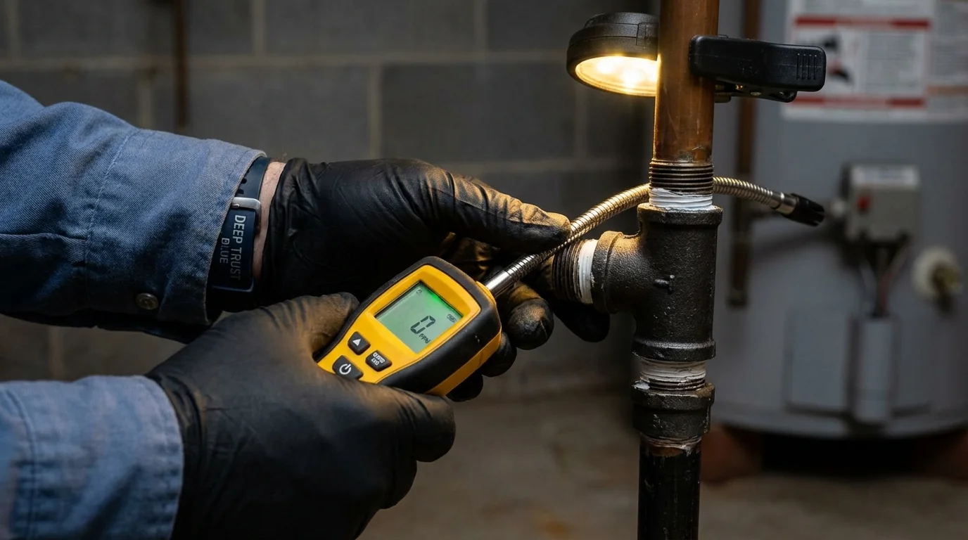 Gas leak detection with electronic sniffer by Johns Plumbing LLC in Redmond